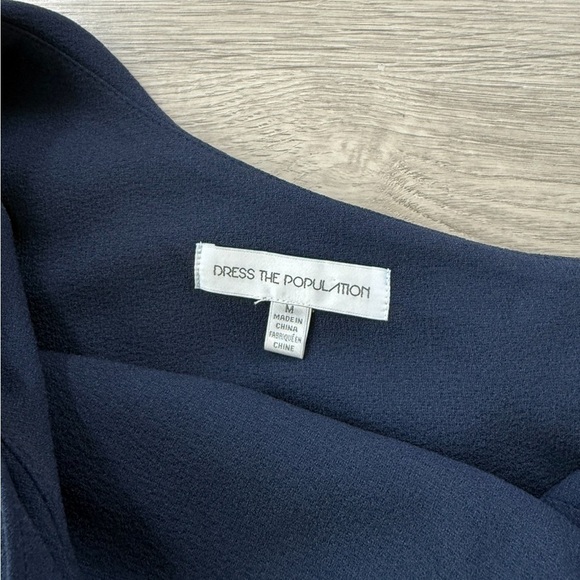 Dress The Population Navy Blue Raquel One Shoulder Midi Dress - Picture 4 of 9